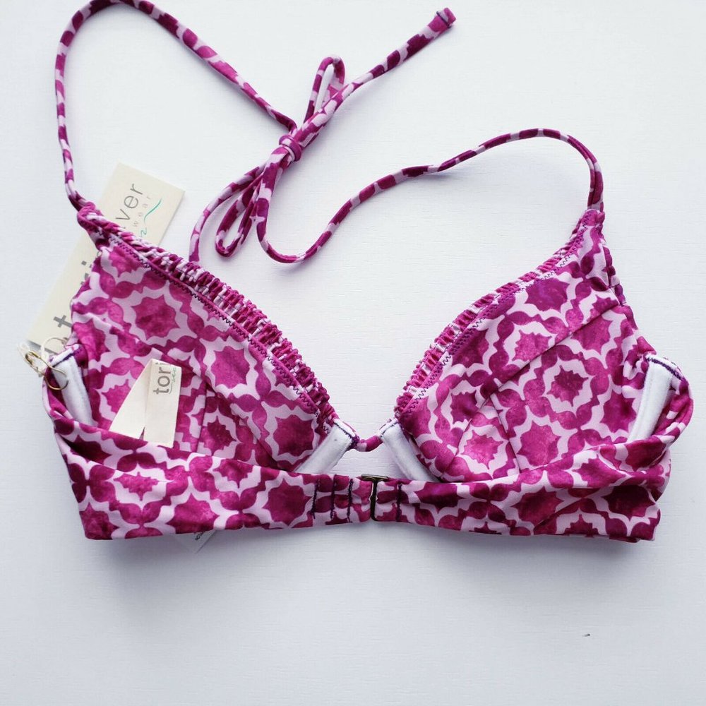 Tori Praver NWT Eggplant Triangle Bikini Top S - Picture 2 of 8